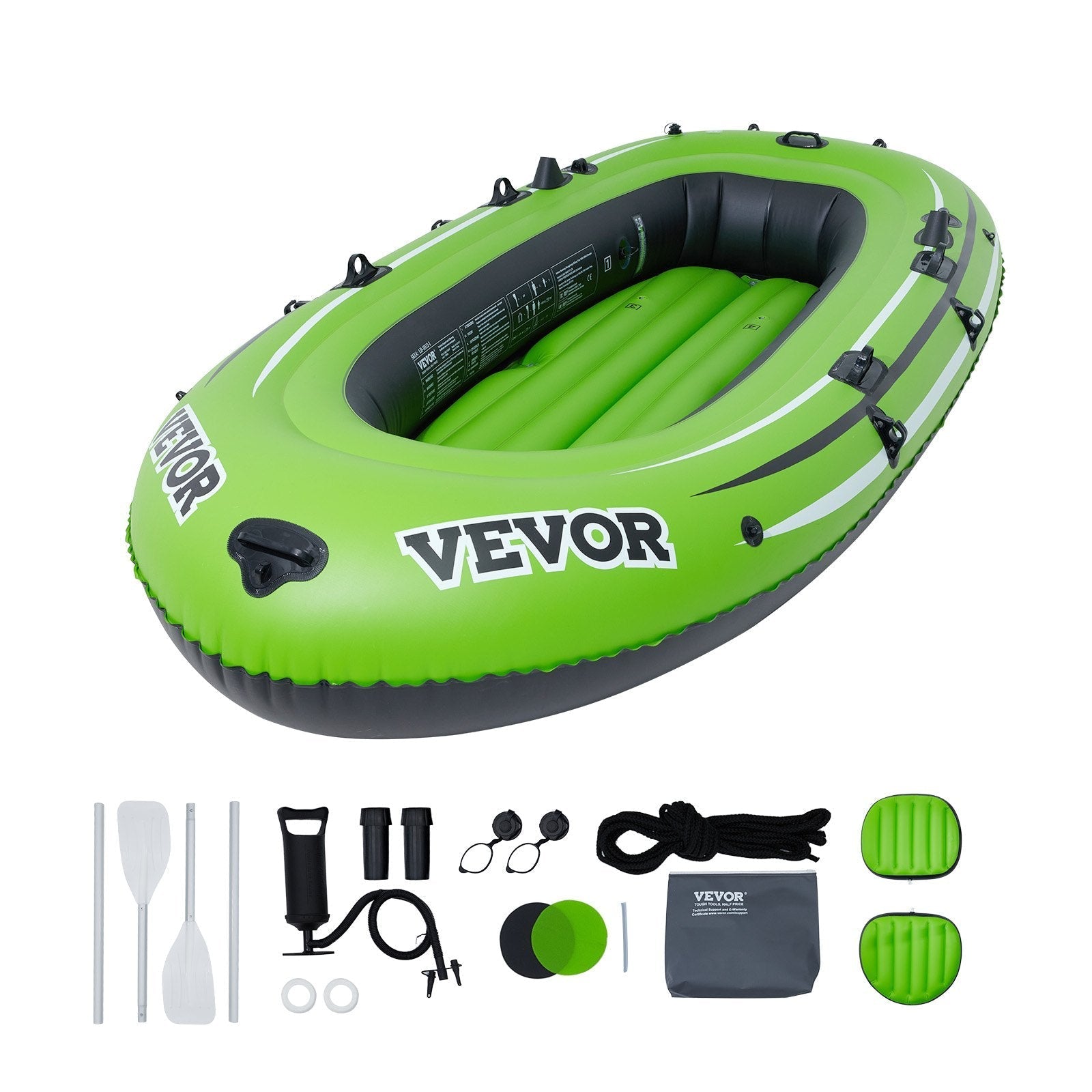 VEVOR Inflatable Boat, 4-Person Inflatable Fishing Boat, Strong PVC Portable Boat Raft Kayak, 45.6