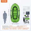 VEVOR Inflatable Boat, 5-Person Inflatable Fishing Boat, Strong PVC Portable Boat Raft Kayak, 45.6