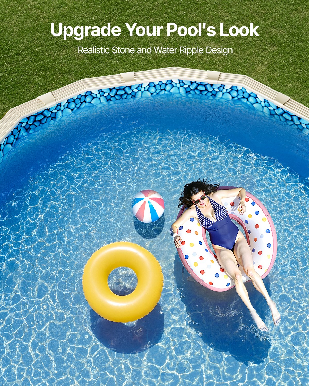 VEVOR Oval Pool Liner 18x33ft Unibead Style Pool Liner 52in Wall Height