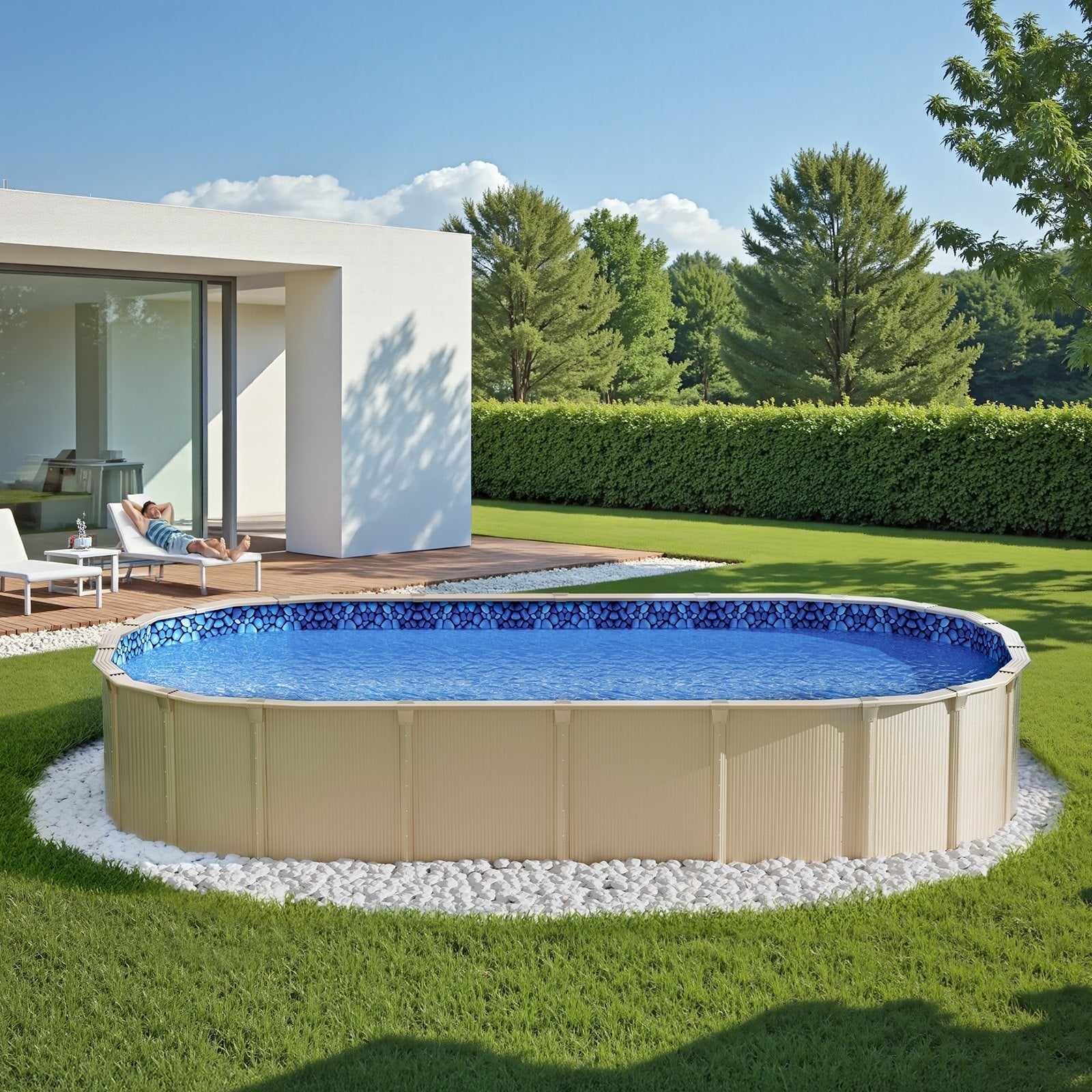 VEVOR Oval Pool Liner 18x33ft Unibead Style Pool Liner 52in Wall Height
