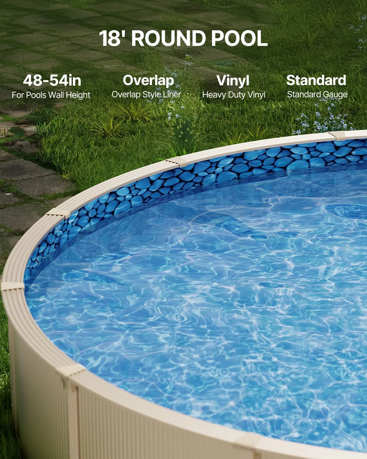 VEVOR Round Pool Liner 18ft Overlap Style Pool Liner 54in Wall Height