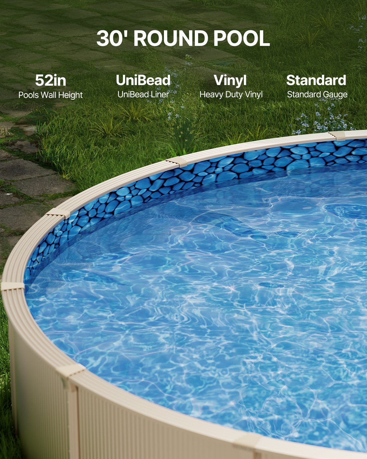 VEVOR Round Pool Liner 30ft Unibead Style Pool Liner 52in Wall Height