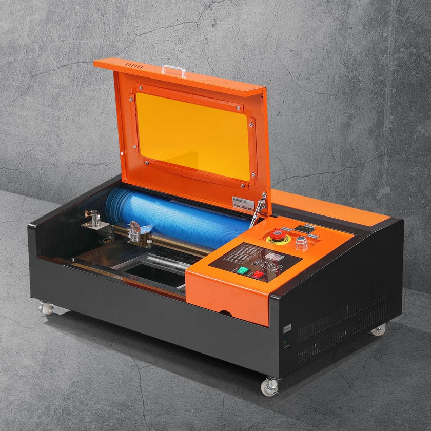 VEVOR 40W Desktop CO2 Laser Engraver, 12 x 8 in, 11.8 IPS Laser Cutter Machine with Water-Cooled Laser Tube, Compatible with CorelDRAW, Windows XP 7 8 10, EMF, JPG, PLT, WMF, for Wood Acrylic Fabric