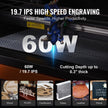 VEVOR 60W CO2 Laser Engraver, 16 x 24 in, 19.7 IPS Laser Cutter Machine with 2-Way Pass Air Assist, Compatible with LightBurn, CorelDRAW, AutoCAD, Windows, Mac OS, Linux, for Wood Acrylic Fabric More