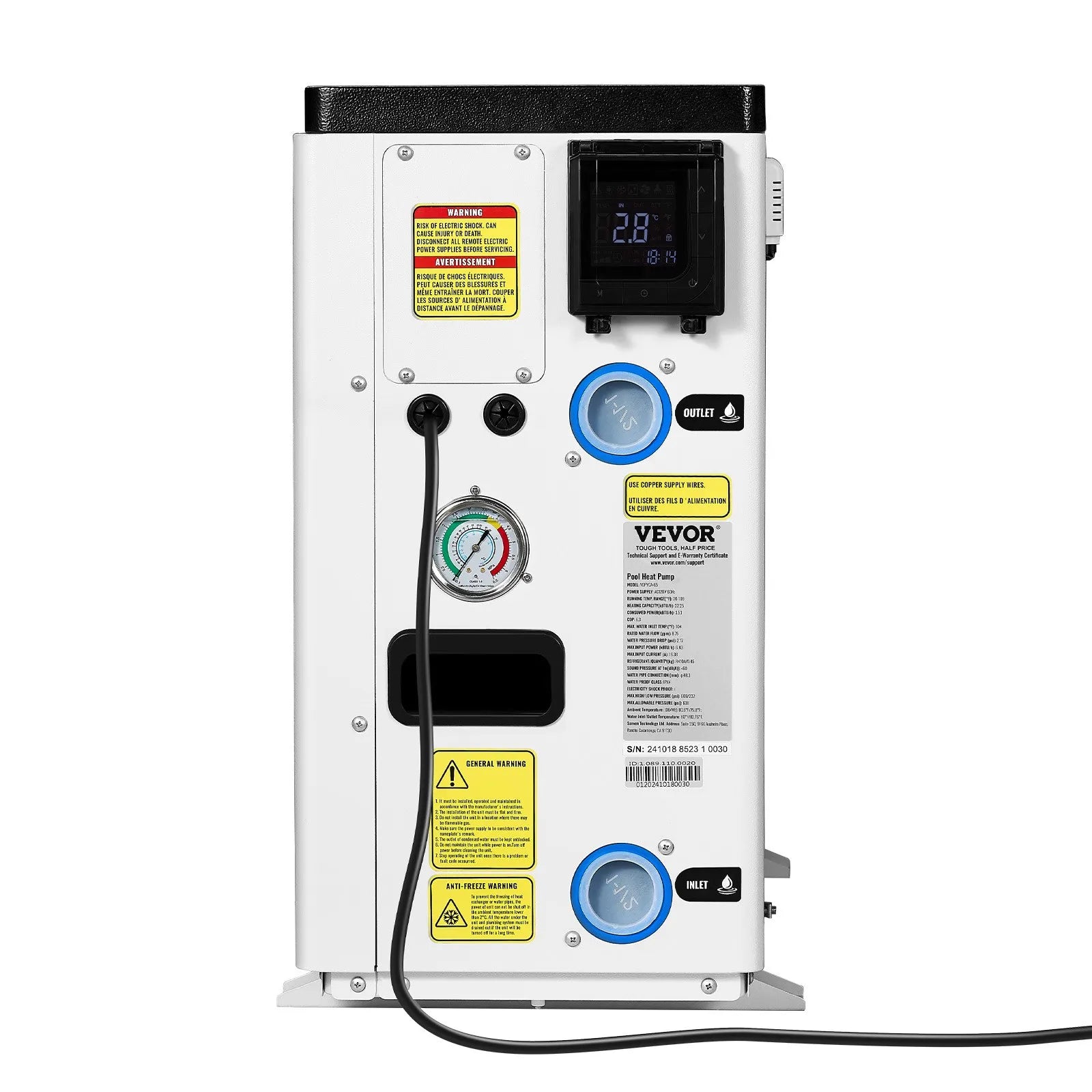 VEVOR Electric Pool Heat Pump 22250 BTU for Above and In Ground Pools Efficient