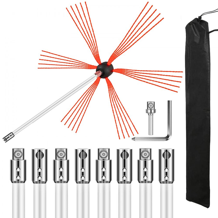 29.5FT Chimney Cleaner Sweep Kit Cleaning System Rotary Brush Rod Fireplace 9m