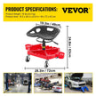 VEVOR Rolling Garage Stool, 300LBS Capacity, Adjustable Height from 18 in to 23 in, 360-degree Swivel Wheels (4