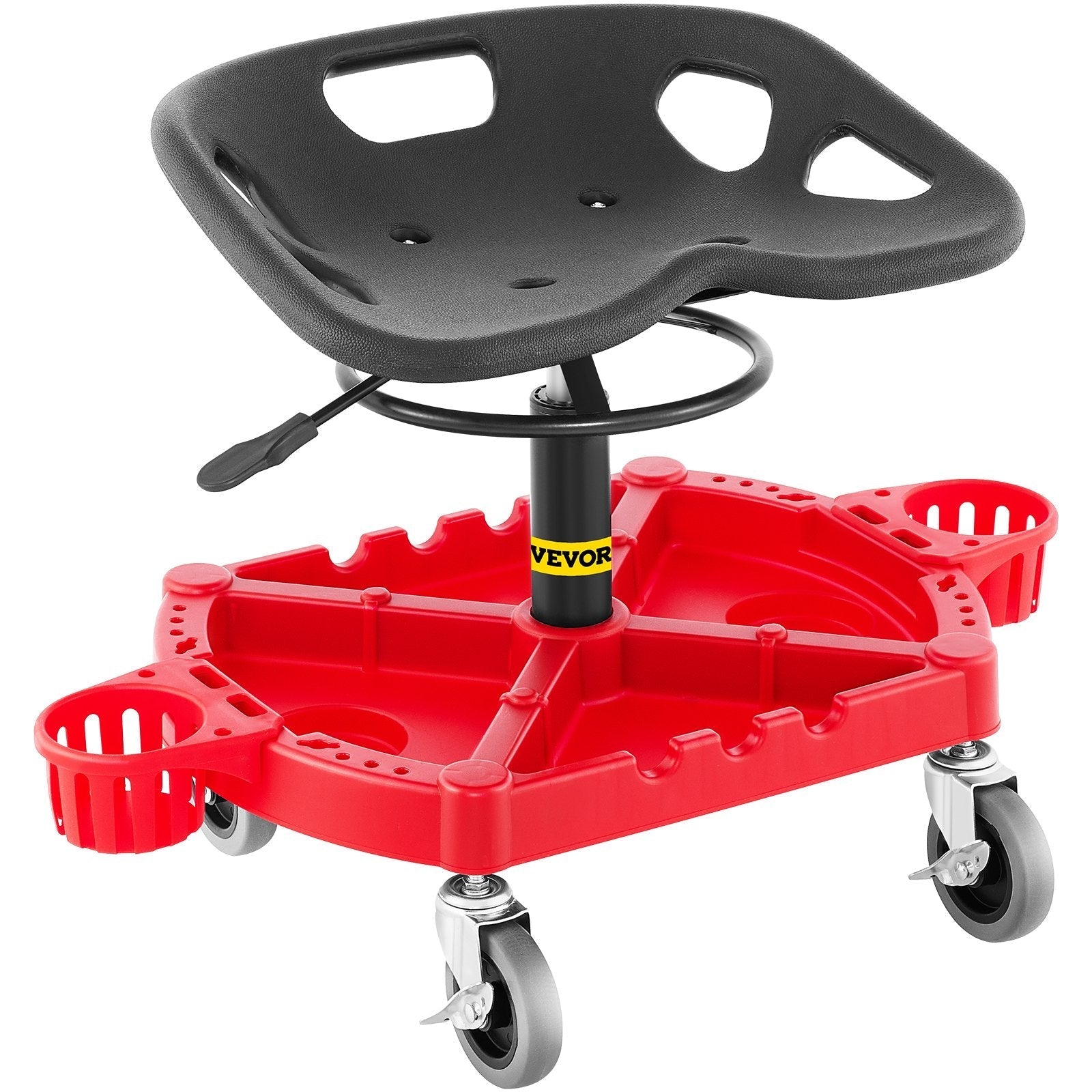 VEVOR Rolling Garage Stool, 300LBS Capacity, Adjustable Height from 18 in to 23 in, 360-degree Swivel Wheels (4