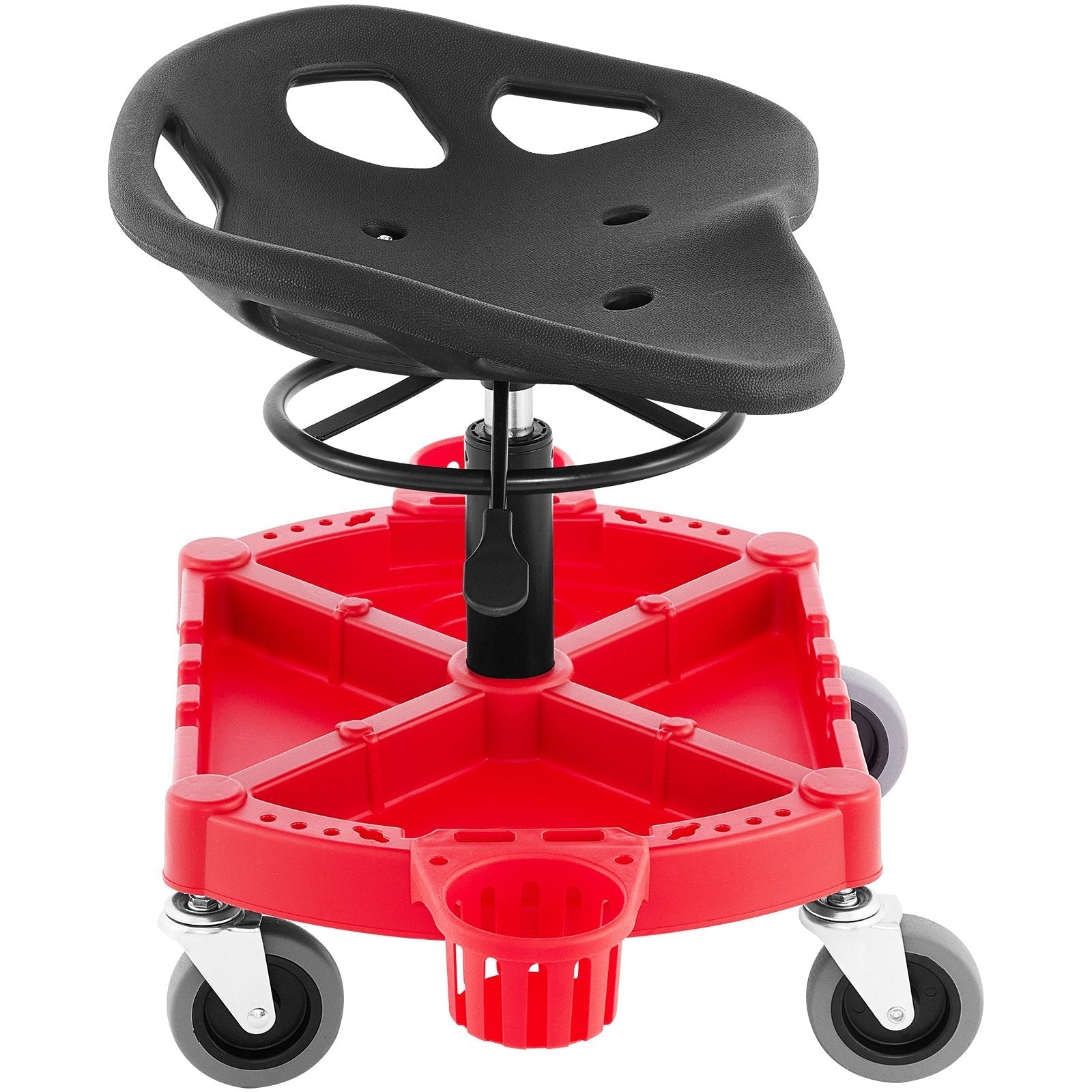VEVOR Rolling Garage Stool, 300LBS Capacity, Adjustable Height from 18 in to 23 in, 360-degree Swivel Wheels (4