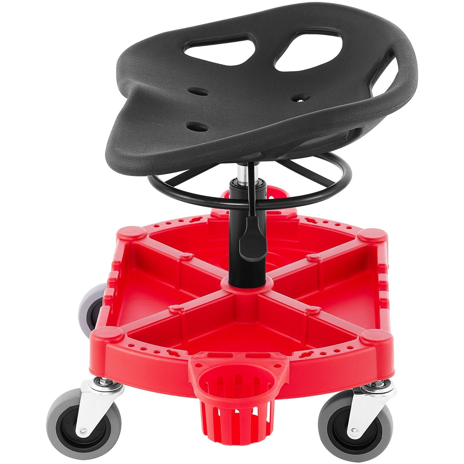 VEVOR Rolling Garage Stool, 300LBS Capacity, Adjustable Height from 18 in to 23 in, 360-degree Swivel Wheels (4