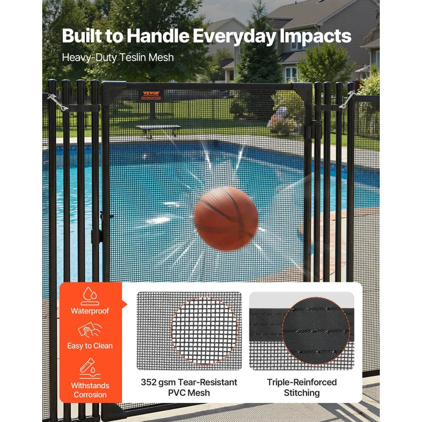 Pool Fence Gate 4 ft x 2.5 ft – Lockable Safety Gate for Inground Pools, Heavy-Duty Mesh & Aluminum Frame