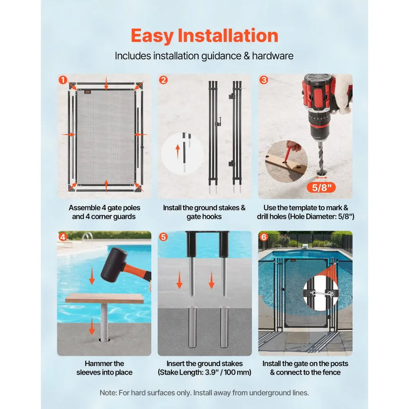 Pool Fence Gate 4 ft x 2.5 ft – Lockable Safety Gate for Inground Pools, Heavy-Duty Mesh & Aluminum Frame