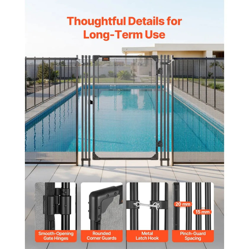 Pool Fence Gate 4 ft x 2.5 ft – Lockable Safety Gate for Inground Pools, Heavy-Duty Mesh & Aluminum Frame