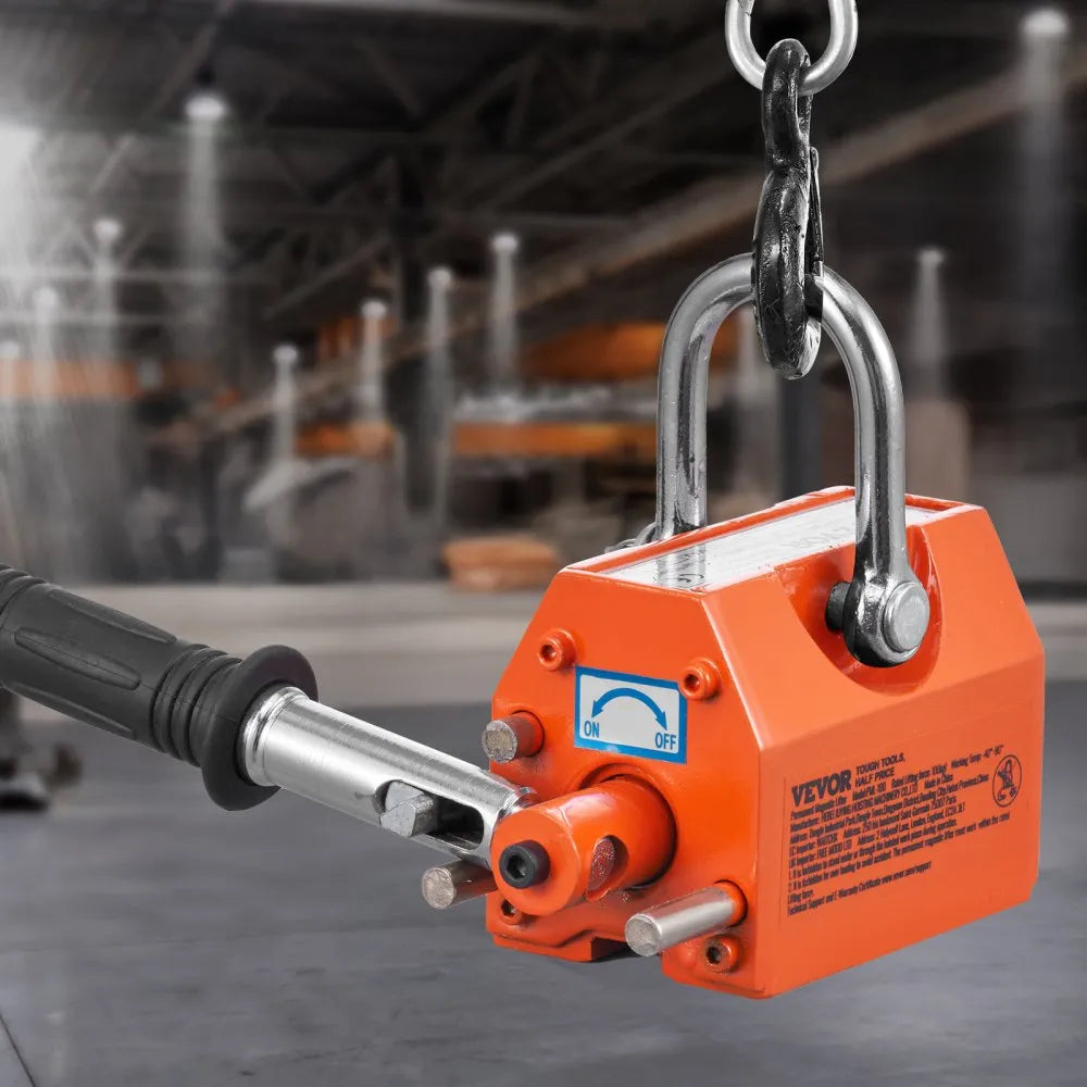 VEVOR Magnetic Lifter, 220 lbs/100 kg Pulling Capacity, 2.5 Safety Factor, Neodymium & Steel, Lifting Magnet with Release, Permanent Lift Magnets, Heavy Duty Magnet for Hoist, Shop Crane, Block, Board