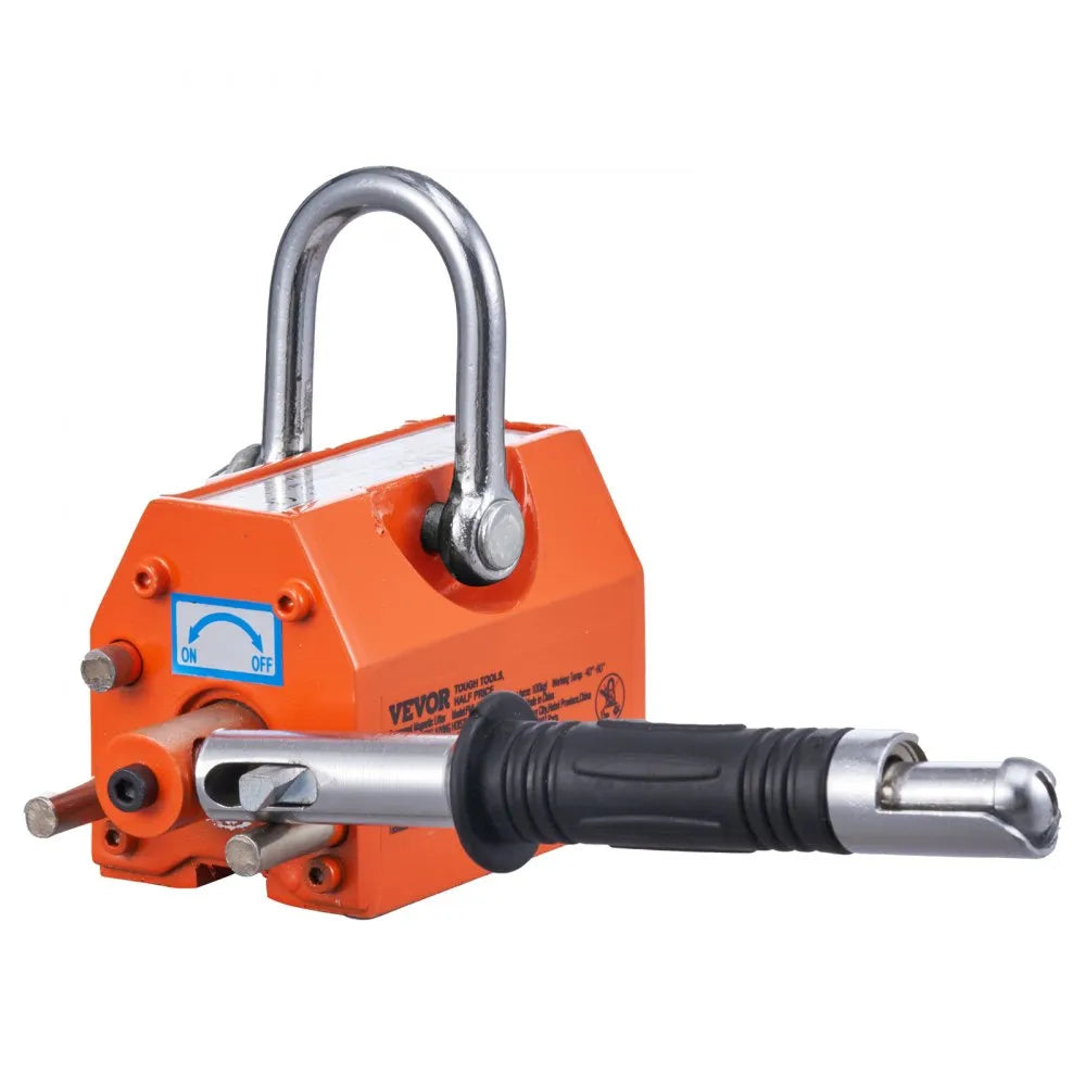 VEVOR Magnetic Lifter, 220 lbs/100 kg Pulling Capacity, 2.5 Safety Factor, Neodymium & Steel, Lifting Magnet with Release, Permanent Lift Magnets, Heavy Duty Magnet for Hoist, Shop Crane, Block, Board