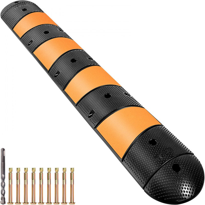 VEVOR Rubber Speed Bump, 1 Pack 2 Channel Speed Bump Hump, 72