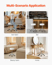 VEVOR Round Rolling Stool Swivel Work Stool with Wheels Height Adjustable White