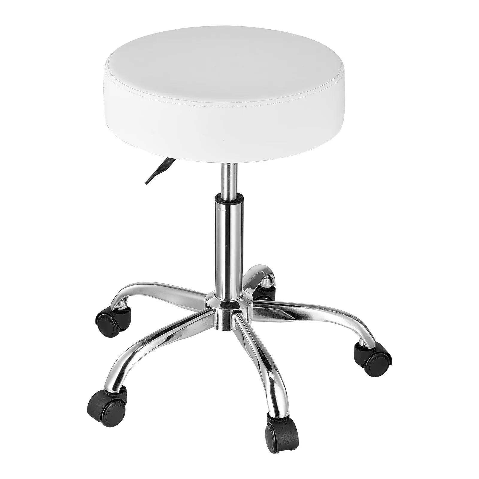 VEVOR Round Rolling Stool Swivel Work Stool with Wheels Height Adjustable White