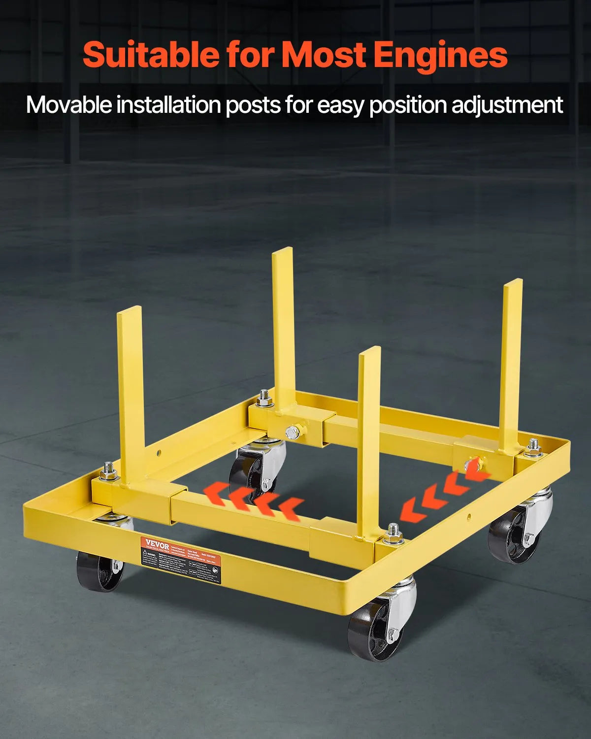 VEVOR Engine Stand 750 LBS Adjustable Motor Hoist Dolly Steel with 4 Casters