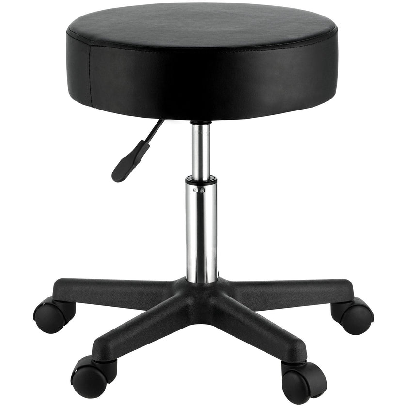 VEVOR Rolling Stools with Wheels, 400 LBS Weight Capacity Adjustable Height Stool with Ultra-Thick Seat Cushion, Swivel Stools Chair for Salon, Bar, Home, Office, Tatoo, Medical, Massage, Black