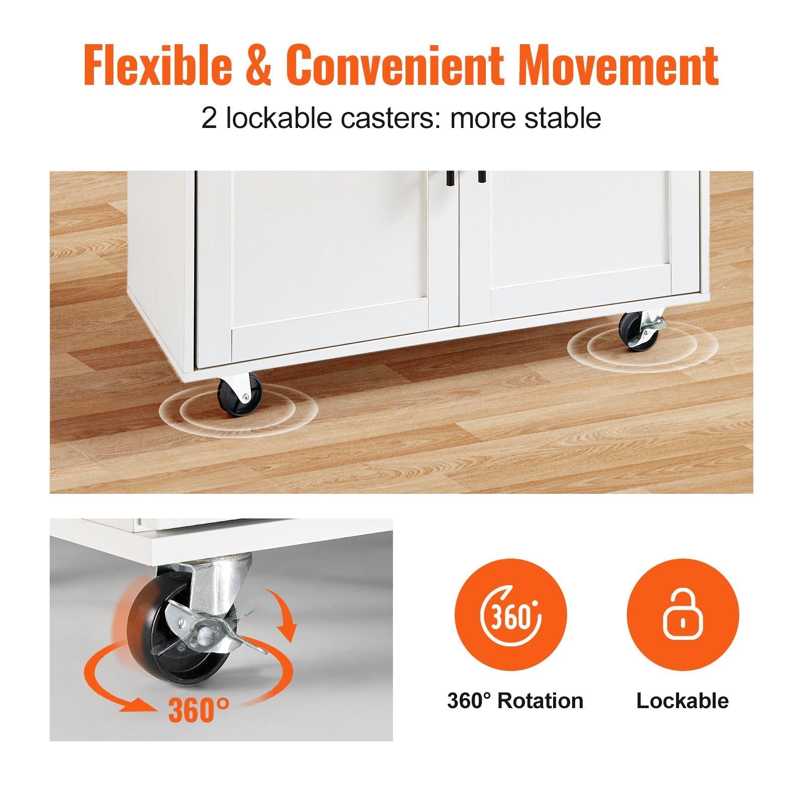 VEVOR Kitchen Island Cart with Solid Wood Top, 35.4