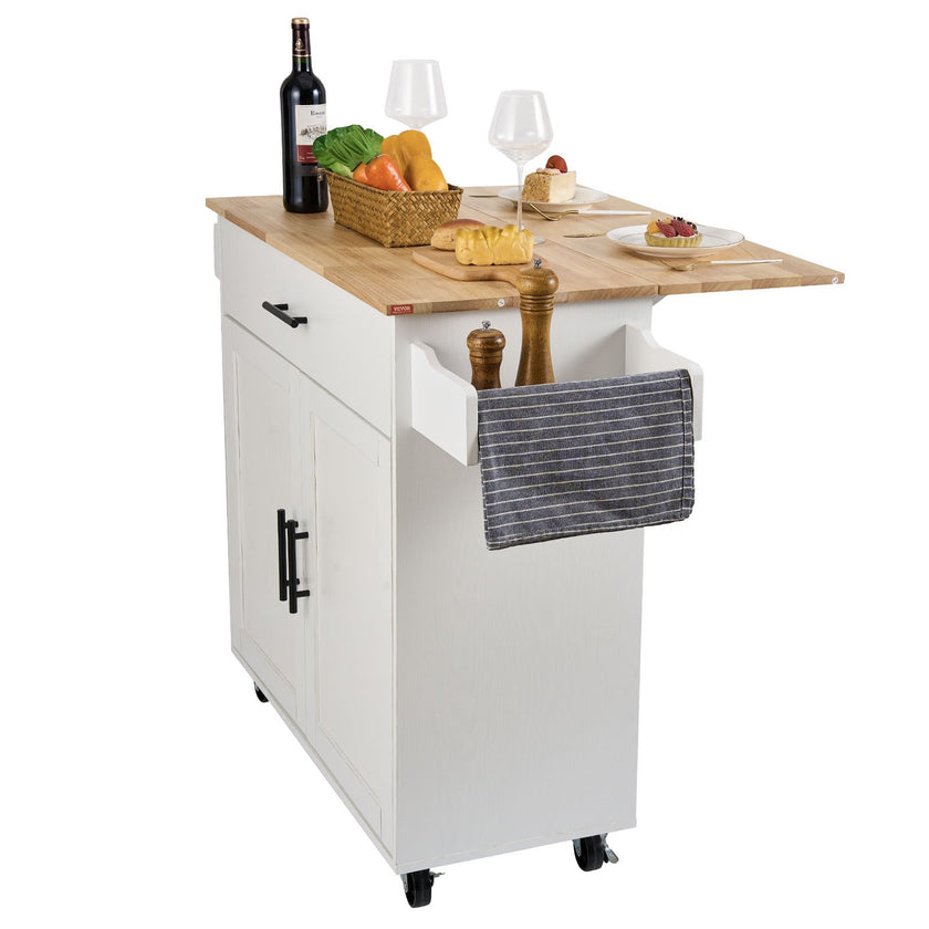 VEVOR Kitchen Island Cart with Solid Wood Top, 35.4