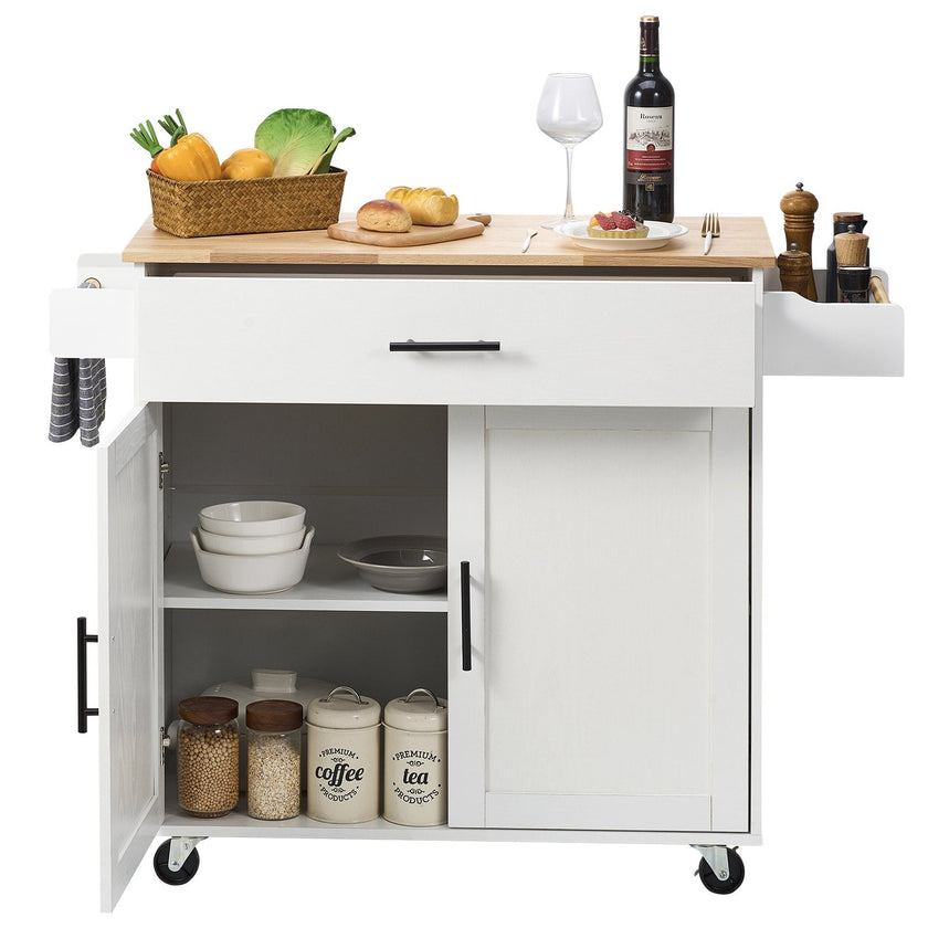 VEVOR Kitchen Island Cart with Solid Wood Top, 35.4