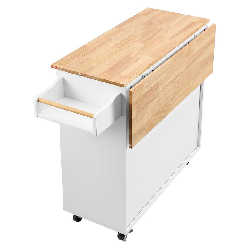 VEVOR Kitchen Island Cart with Solid Wood Top, 35.4