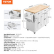 VEVOR Kitchen Island Cart with Solid Wood Top, 35.4
