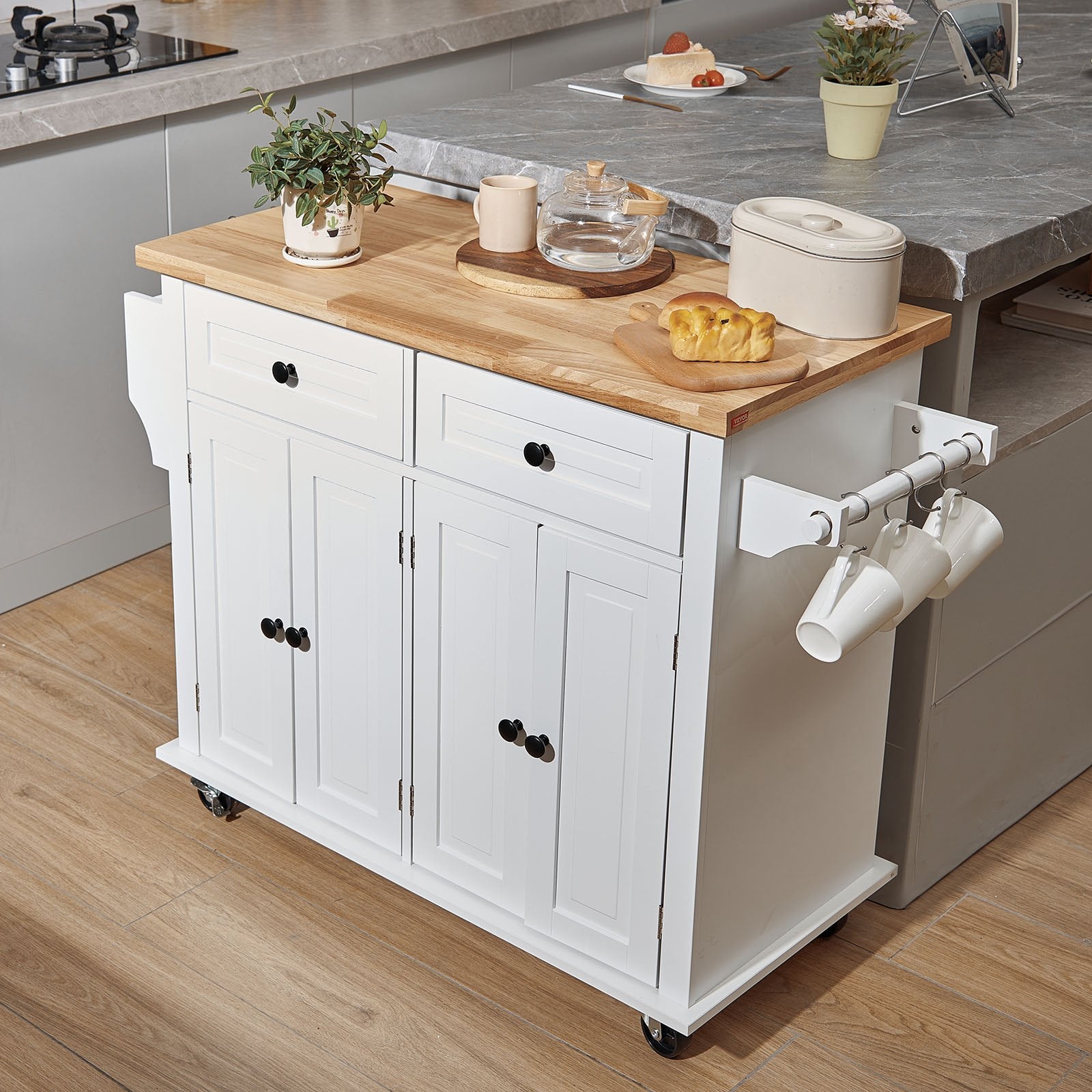 VEVOR Kitchen Island Cart with Solid Wood Top, 35.4