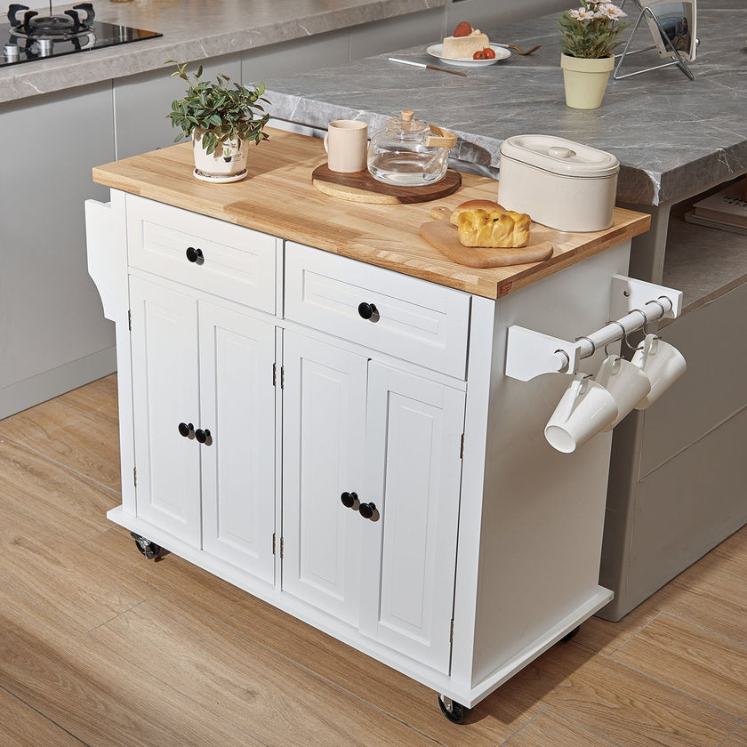 VEVOR Kitchen Island Cart with Solid Wood Top, 35.4