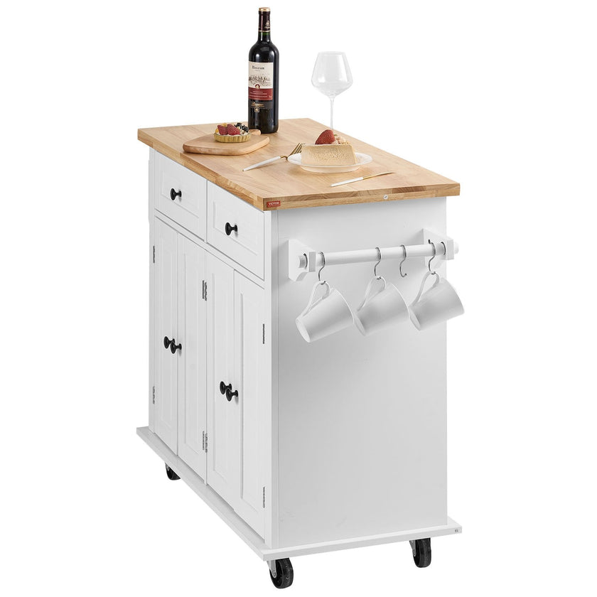 VEVOR Kitchen Island Cart with Solid Wood Top, 35.4