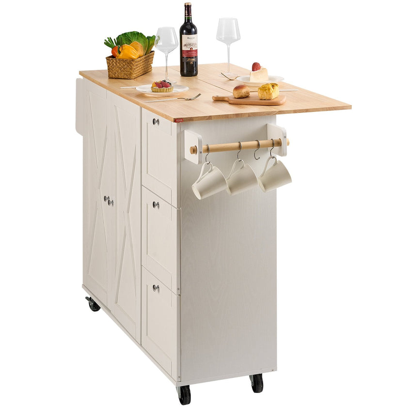 VEVOR Kitchen Island Cart with Solid Wood Top, 45.3