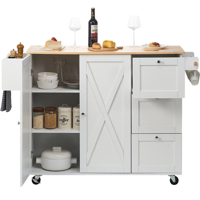VEVOR Kitchen Island Cart with Solid Wood Top, 45.3