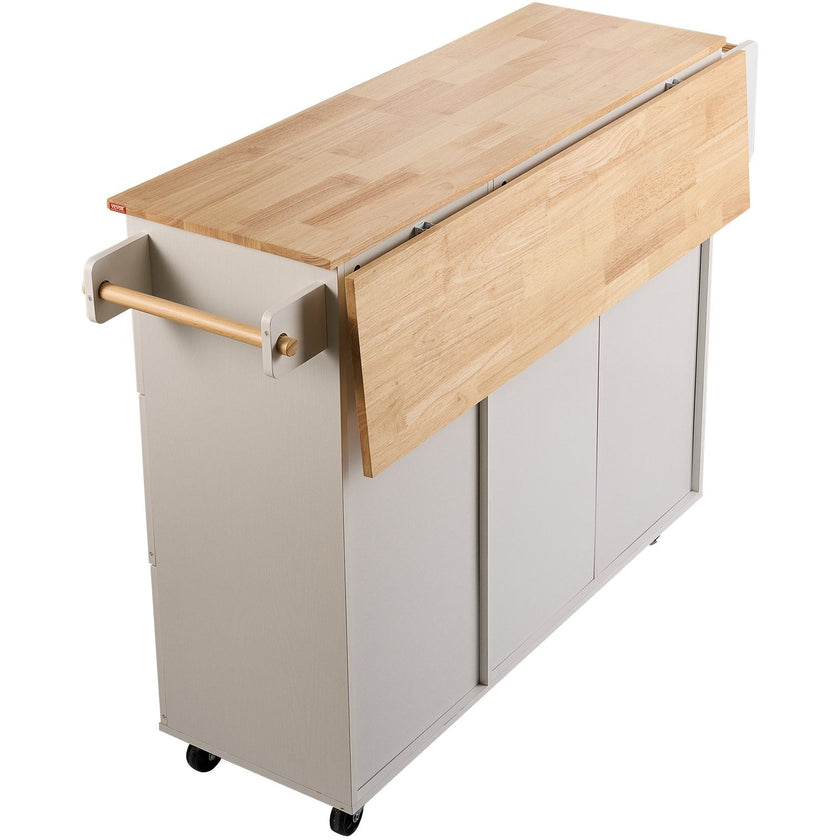 VEVOR Kitchen Island Cart with Solid Wood Top, 45.3