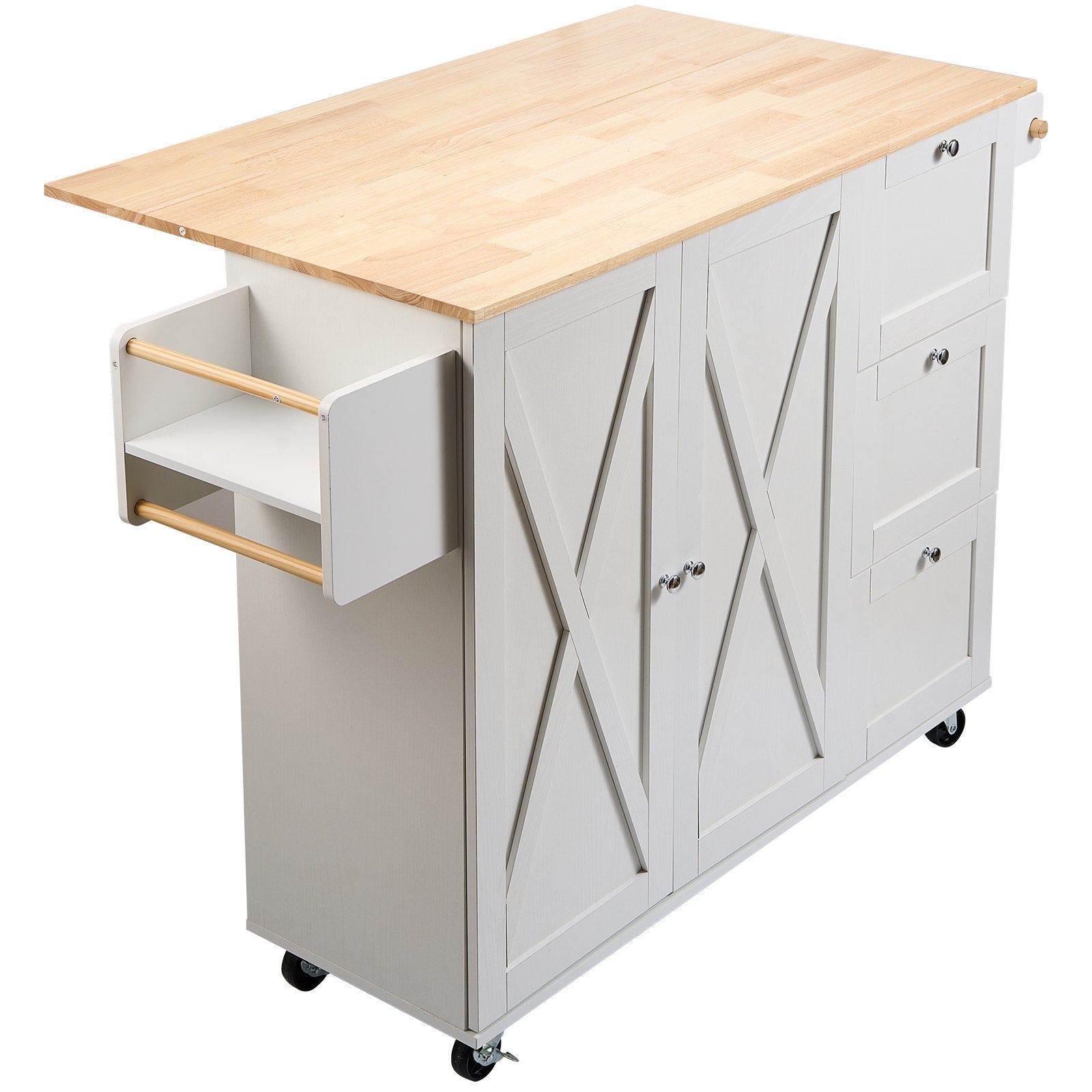 VEVOR Kitchen Island Cart with Solid Wood Top, 45.3