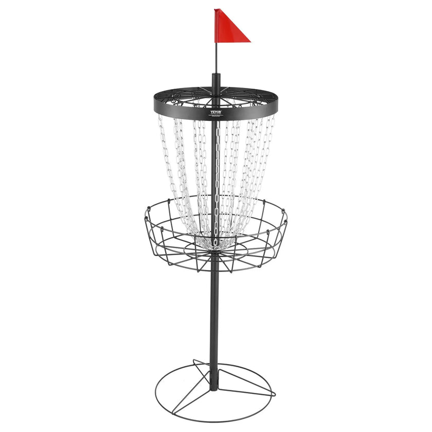 VEVOR Disc Golf Basket, 24-Chains Portable Disc Golf Target Hole, Heavy Duty Steel Practice Disc Golf Target, Indoor & Outdoor Disc Golf Course Basket, Disc Golf Basket Stand Equipment, Black