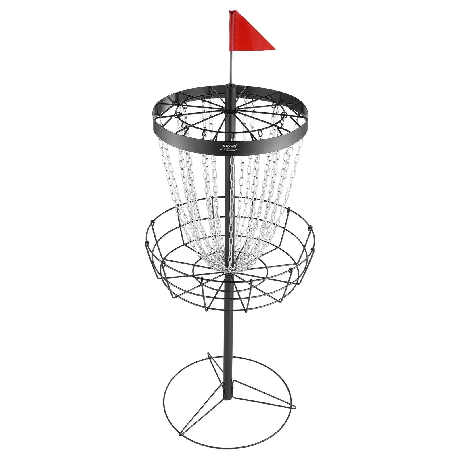 VEVOR Disc Golf Basket, 24-Chains Portable Disc Golf Target Hole, Heavy Duty Steel Practice Disc Golf Target, Indoor & Outdoor Disc Golf Course Basket, Disc Golf Basket Stand Equipment, Black