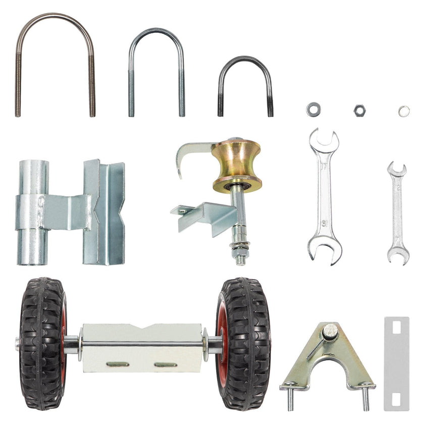 VEVOR Chain Link Rolling Gate Kit Galvanized Steel Rolling Fence 6 Universal Track Bracket Chain Link Rolling Gate Hardware Kit 2 Solid Rubber Wheels Fence Rolling Kit for Chain Link Sliding Gate