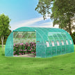 VEVOR Walk-in Tunnel Greenhouse, 20 x 10 x 7 ft Portable Plant Hot House w/ Galvanized Steel Hoops, 3 Top Beams, 4 Diagonal Poles, 2 Zippered Doors & 12 Roll-up Windows, Green