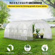 VEVOR Walk-in Tunnel Greenhouse, 20 x 10 x 7 ft Portable Plant Hot House w/ Galvanized Steel Hoops, 3 Top Beams, 4 Diagonal Poles, 2 Zippered Doors & 12 Roll-up Windows, White