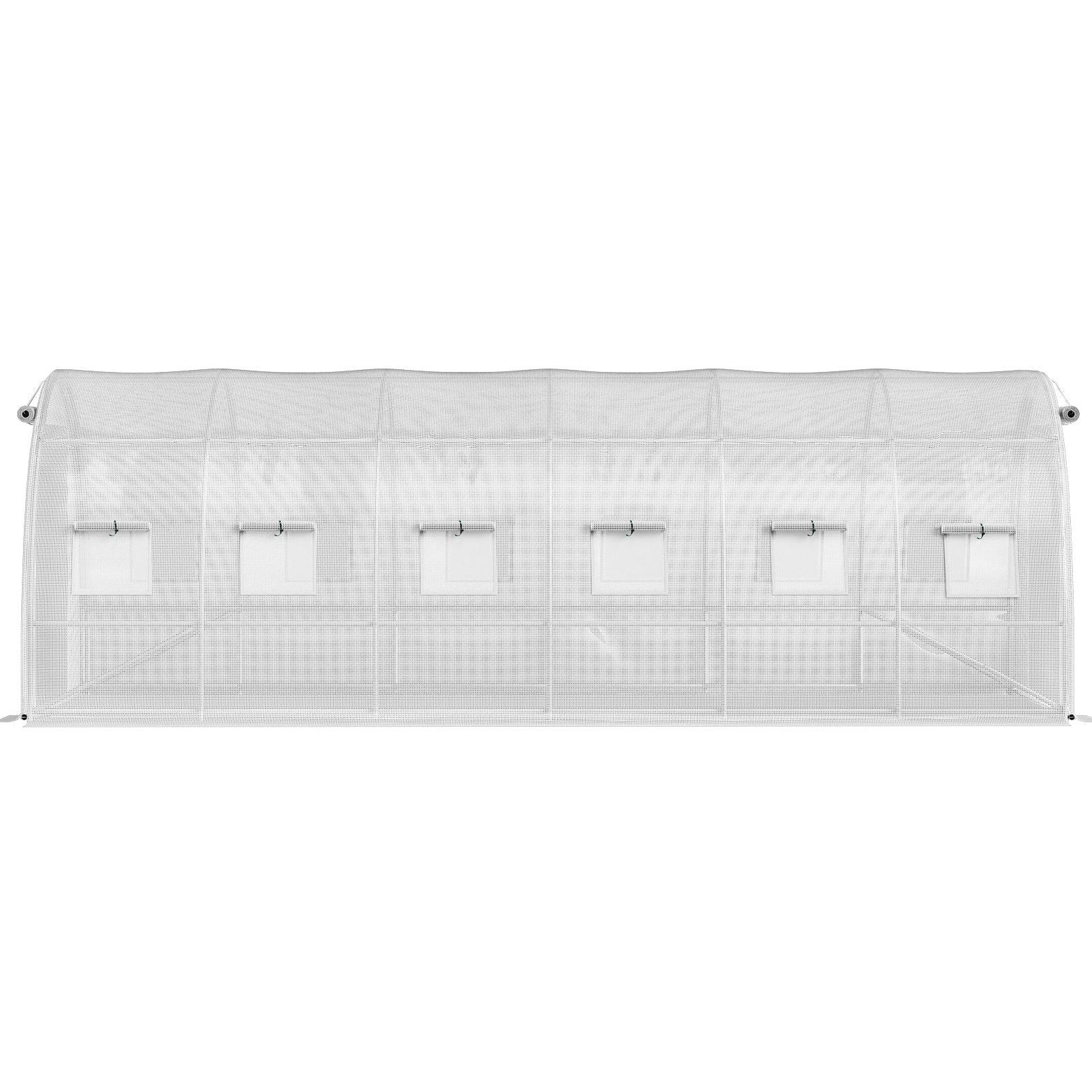 VEVOR Walk-in Tunnel Greenhouse, 20 x 10 x 7 ft Portable Plant Hot House w/ Galvanized Steel Hoops, 3 Top Beams, 4 Diagonal Poles, 2 Zippered Doors & 12 Roll-up Windows, White