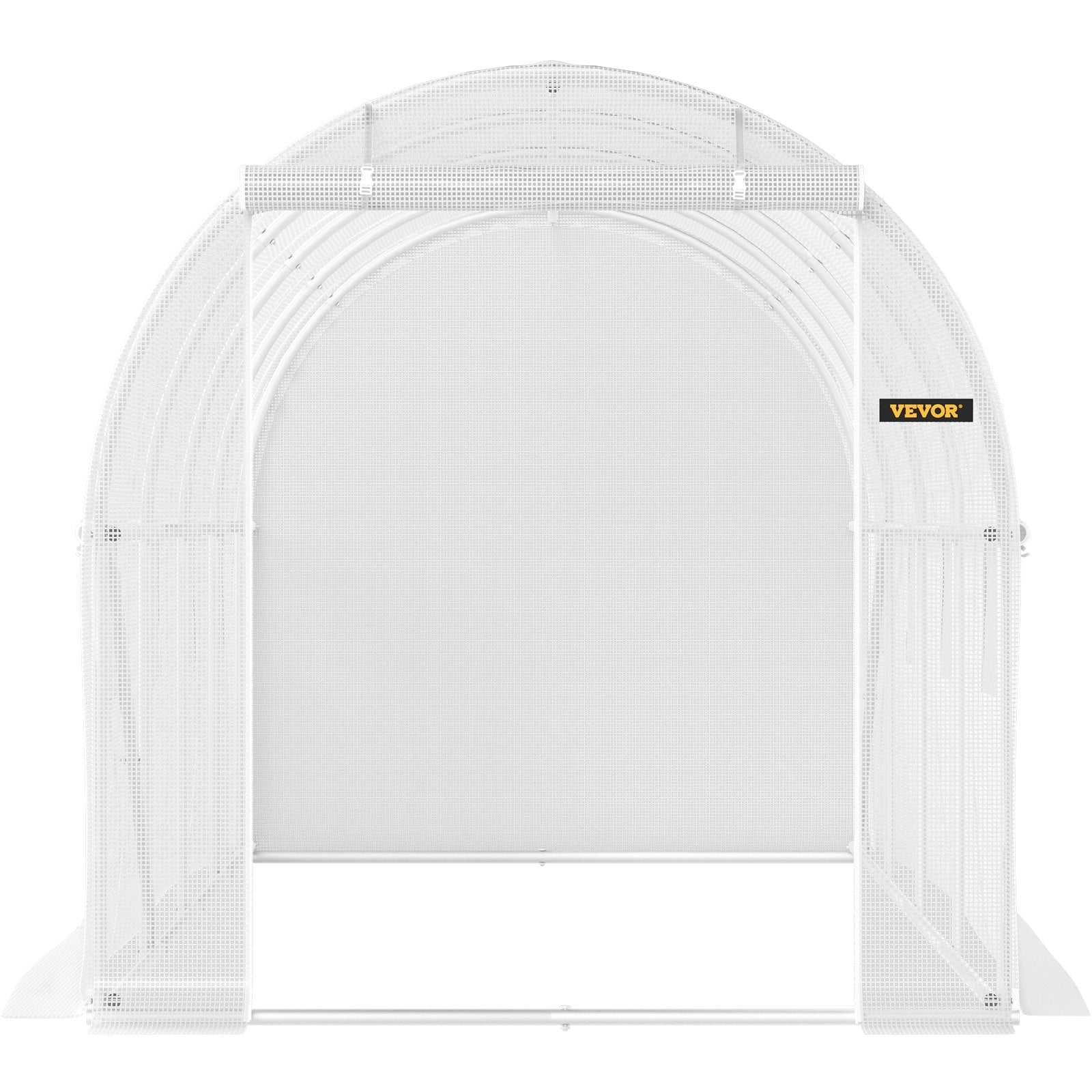 VEVOR Walk-in Tunnel Greenhouse, 15 x 6.5 x 7 ft Portable Plant Hot House w/ Galvanized Steel Hoops, 1 Top Beam, 2  x Diagonal Poles, A Zippered Door & 8 Roll-up Windows, White