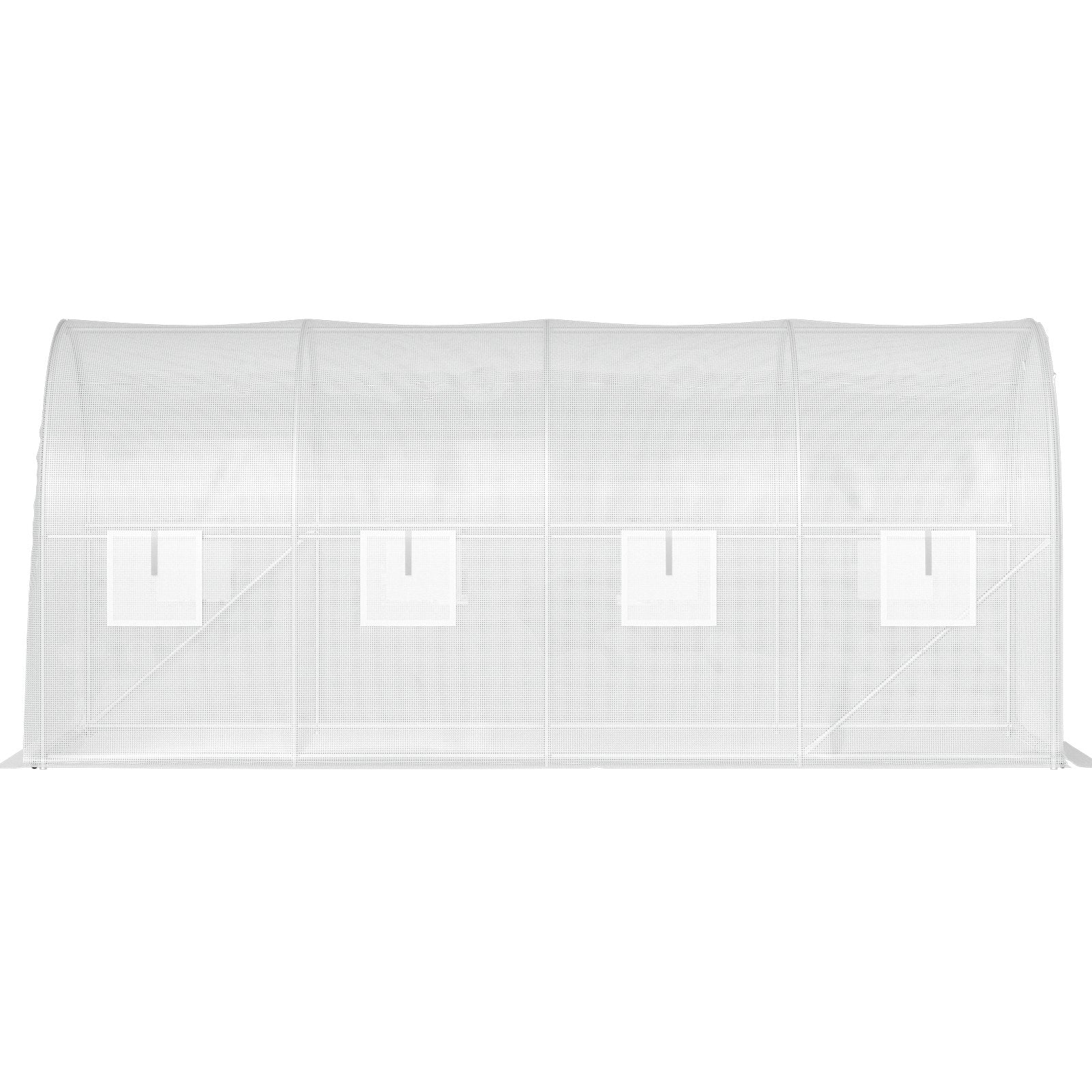 VEVOR Walk-in Tunnel Greenhouse, 15 x 6.5 x 7 ft Portable Plant Hot House w/ Galvanized Steel Hoops, 1 Top Beam, 2  x Diagonal Poles, A Zippered Door & 8 Roll-up Windows, White