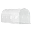 VEVOR Walk-in Tunnel Greenhouse, 15 x 6.5 x 7 ft Portable Plant Hot House w/ Galvanized Steel Hoops, 1 Top Beam, 2  x Diagonal Poles, A Zippered Door & 8 Roll-up Windows, White