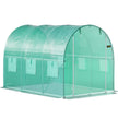 VEVOR Walk-in Tunnel Greenhouse, 9.8 x 6.6 x 6.6 ft Portable Plant Hot House w/ Galvanized Steel Hoops, 1 Top Beam, 2 Diagonal Poles, 2 Zippered Doors & 6 Roll-up Windows, Green