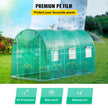 VEVOR Walk-in Tunnel Greenhouse, 12 x 7 x 7 ft Portable Plant Hot House w/ Galvanized Steel Hoops, 1 Top Beams, 2 Diagonal Poles, 2 Zippered Doors & 6 Roll-up Windows, Green