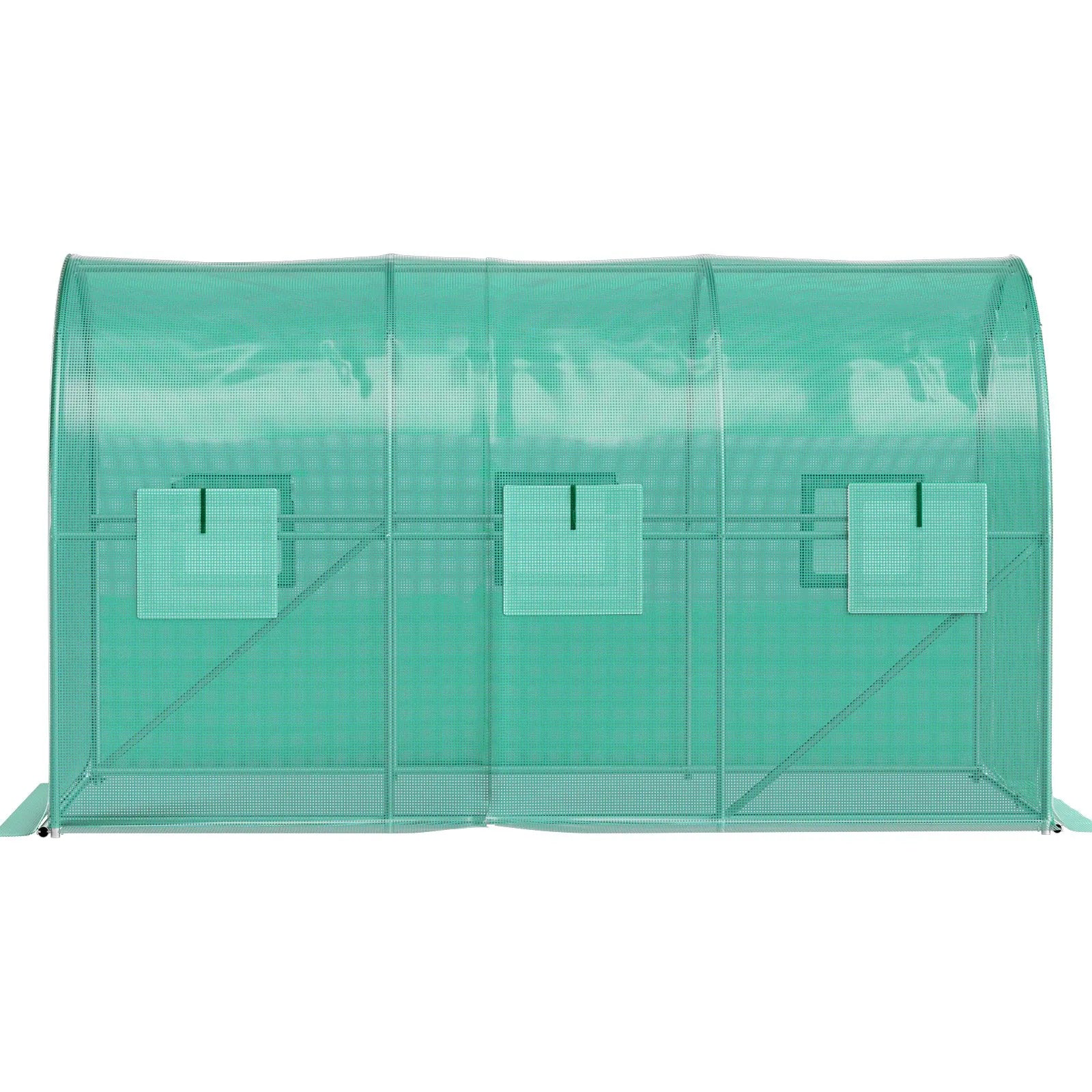 VEVOR Walk-in Tunnel Greenhouse, 12 x 7 x 7 ft Portable Plant Hot House w/ Galvanized Steel Hoops, 1 Top Beams, 2 Diagonal Poles, 2 Zippered Doors & 6 Roll-up Windows, Green