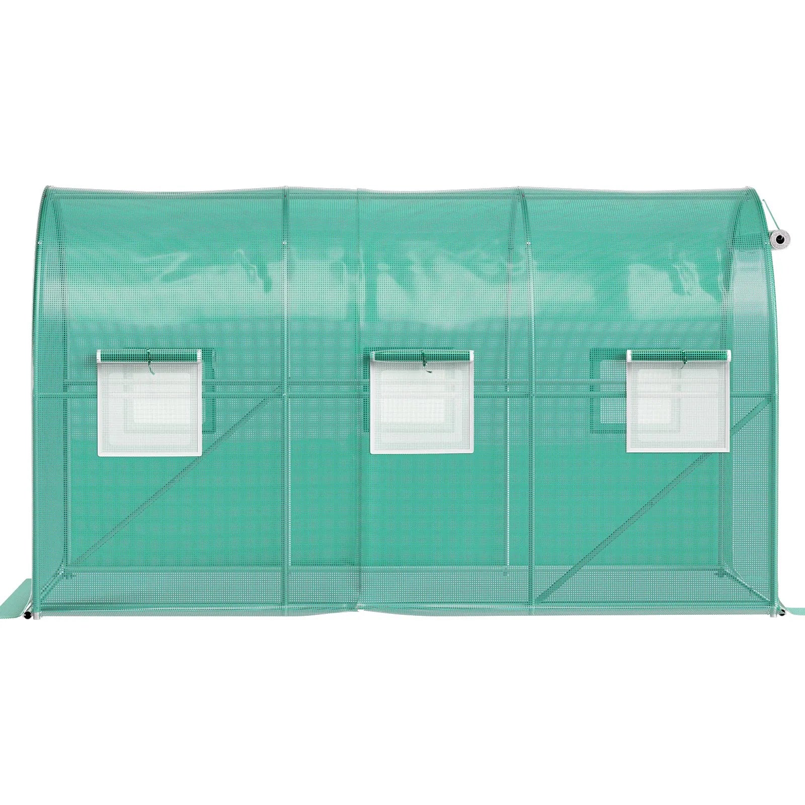 VEVOR Walk-in Tunnel Greenhouse, 12 x 7 x 7 ft Portable Plant Hot House w/ Galvanized Steel Hoops, 1 Top Beams, 2 Diagonal Poles, 2 Zippered Doors & 6 Roll-up Windows, Green