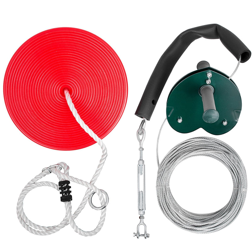 Vevor 100ft Zip Line Kit Trolley Slackers Zip Lines For Backyard Entertainment